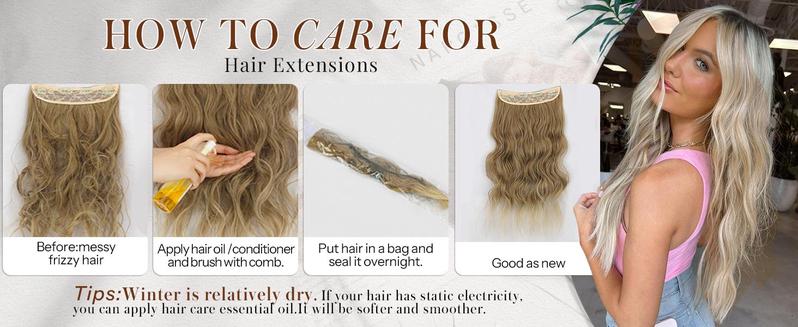 AISI HAIR Invisible Wire Hair Extensions 16 Inch Long Wavy Transparent Wire Adjustable Size 4 Secure Clips for Everyday Wear Natural Look AISI HAIR Invisible Wire Hair Extensions 16 Inch Long Wavy Transparent Wire Adjustable Size 4 Secure Clips for Everyday Wear Natural Look