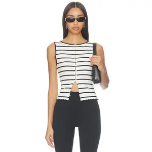Free People Tilly Striped Vest in Black & White Combo