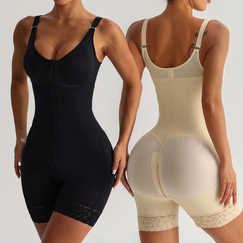 Women's Full Body Shapewear Bodysuit – Strong Tummy Control, Front Zipper, Waist Slimming & Butt Lifting Body Shaper