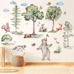 Tree & Animal Wall Stickers-Self Adhesive Forest Wall Decals,Removable Home decor for Smooth Surfaces,decorative Gift for Living Room,Bedroom