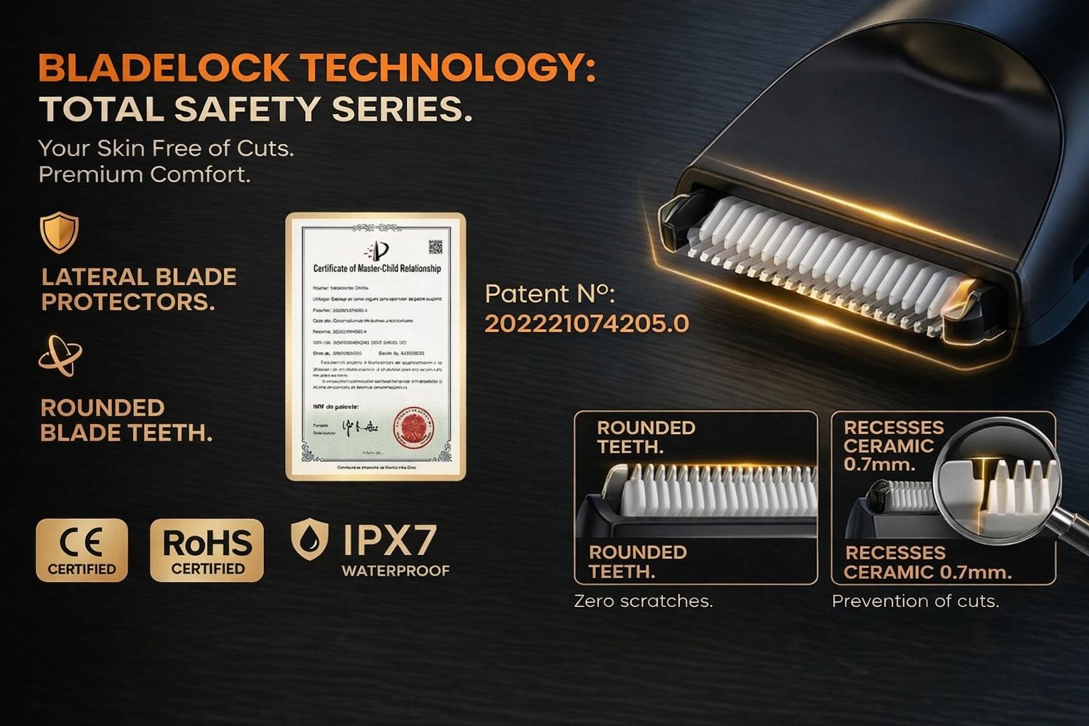 Enssu Patented Nick-Free Body & Ball Trimmer for Men - Safe Ceramic Blade Groin Groomer, Waterproof Rechargeable Cordless Men's Body Hair Trimmer with Replaceable Heads for Beard, Eyebrow & Daily Use