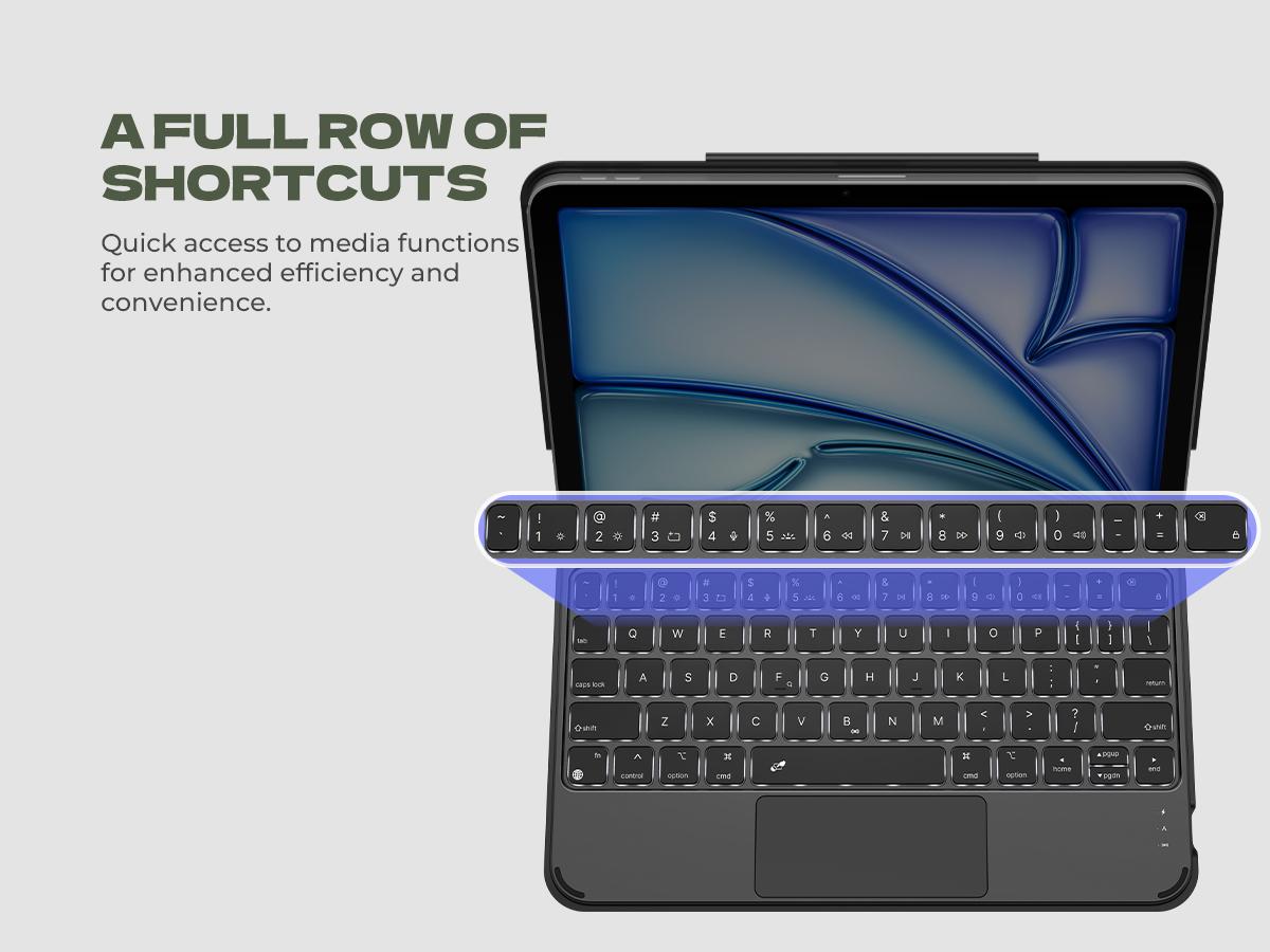 Dexnor Keyboard Case for iPad Air 11 inch (M3 2025/M2 2024) & iPad Pro 11 (4th/3rd/2nd/1st Gen) & iPad Air 5th/4th Gen Case with Keyboard Ultra-Thin Magnetic Detachable Trackpad Backlit