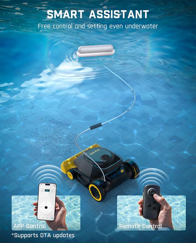 Fanttik Aero X Horizontal Waterline Cleaning, 4X Efficiency, 6H Working Time Cordless Robotic Pool Vacuum Cleaner, Clean Waterline, Wall, Floor, up to 5382 sq.ft, APP & Remote Control