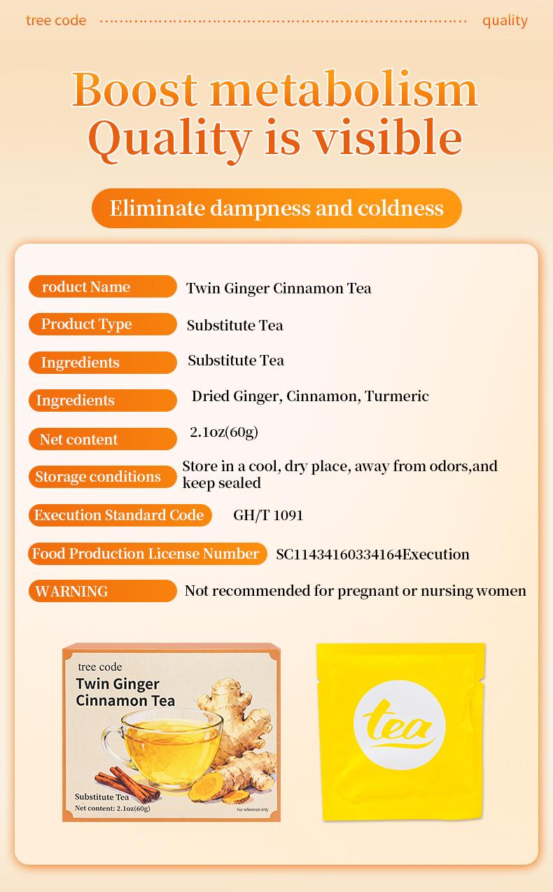 Treecode Twin Ginger Cinnamon Tea: Turmeric, Ginger, Cinnamon. 100% pure natural powder,Wellness Tea. dairy-free, no added sugar. Vegan formula, gluten-free, keto-friendly, caffeine-free. New Year Value Bundle