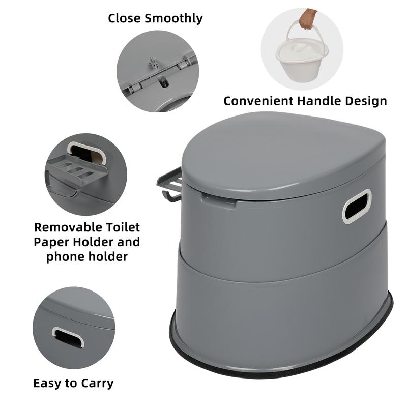 Outvita Portable Toilet, Outdoor Lightweight Porta Potty with Detachable Inner Bucket Removable Toilet Paper Holder for Camping Boat RV Hiking Living Room