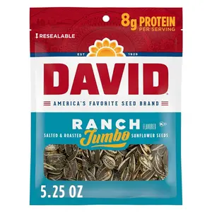 DAVID Jumbo Sunflower Seeds, Ranch Flavor, Easter Basket Stuffer for Baseball Players, 5.25 oz.