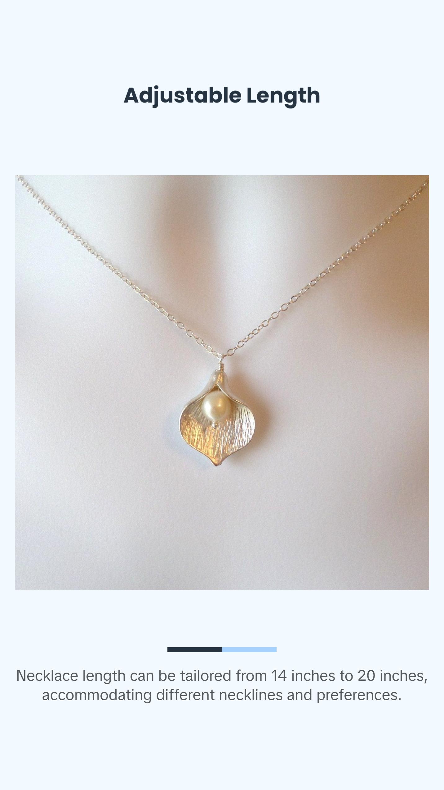 Calla Lily Necklace - Silver Calla Lily and Freshwater Pearl Necklace - Cream Pearl Necklace - Flower Necklace - Christmas Gift