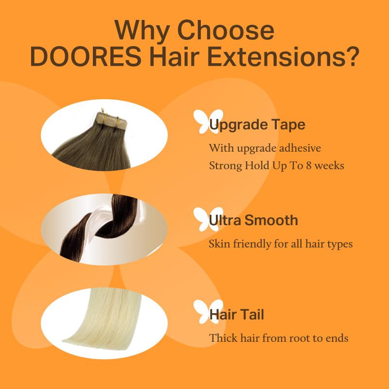 Doores Tape in 10-28'' length Remy Human Hair Extensions Natural Straight