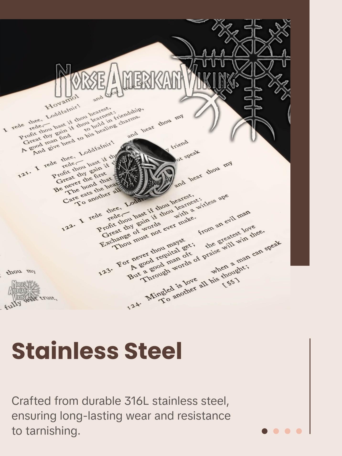 Viking Vegvisir Knot Ring 316L Stainless Steel