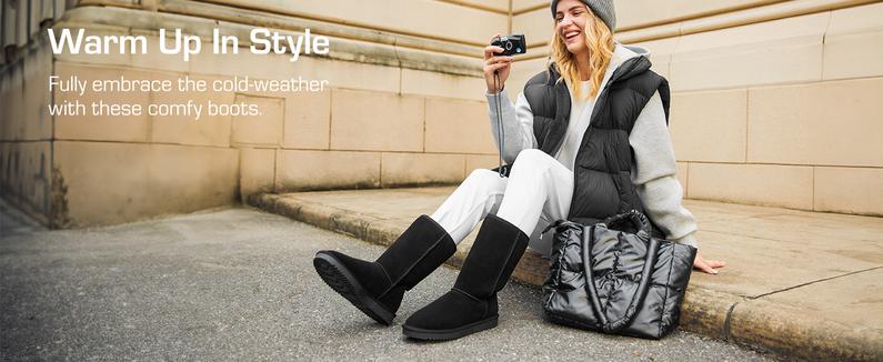 Dream Pairs High-Top Slip-On Snow Booties – Plush Faux-Fur, Memory-Foam, Anti-Slip Outdoor Sole