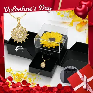 1 Set Simulated Sunflower Rotating necklace Gift Set ,Perfect for Valentine`s Day,Mother`s Day,Anniversaries,Spring and Summer Gifts for Mothers,Girlfriends,Wives,Graduation Gifts,Artificial Flower for Special Occasion