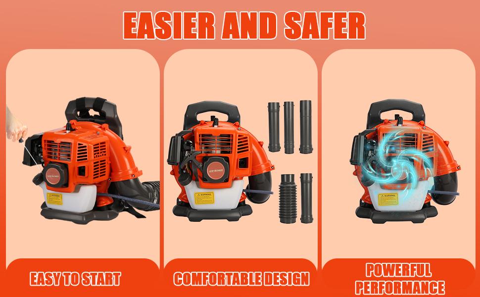 YUCOAP 63CC Professional Backpack Snow Blower - 550 CFM High-Power Gas Blower for Driveway & Walkway, 1.25KW, 6800 RPM  2.