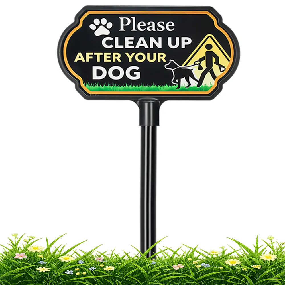 Please Clean Up After Your Dog Sign for Yard  10×5 inch/37" Extra Tall Dog Poop Sign with Adjustable Stake - Rust-Free Aluminum, UV Protected, Weatherproof No Dog Pooping Sign for Lawn, Garden & Sidewalk