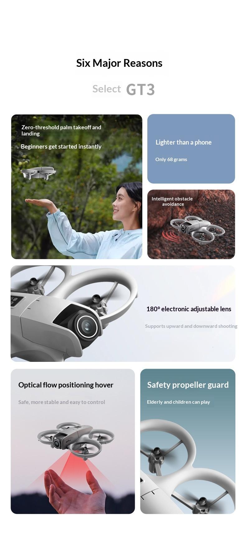 Small UAV Drone Optical Flow Positioning Stable Hovering Flight Dual Camera Aerial Photography Quadcopter Propeller Guard Foldable Design Easy Control Beginner Friendly Outdoor Flying Toy
