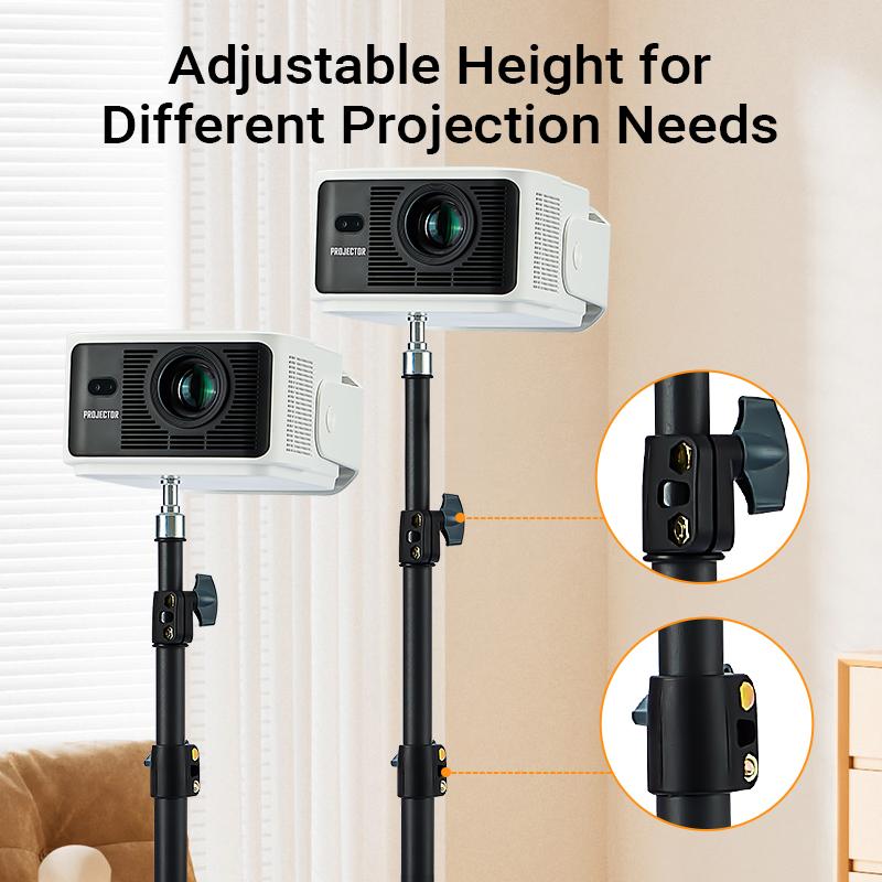 Projector Floor Stand, Folding Portable Tripod Mount for Projector, Camera & Webcam, Adjustable Height 23"–67", Supports up to 4 lb
