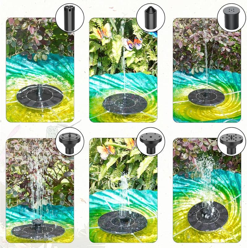 Solar Water Fountain With 7 Different Water Features, Four Windproof Fixing Rods,Floating Fountain Pump For Garden Decoration,Ponds,Bird Baths
