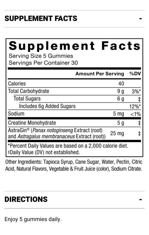 Force Factor Creatine Gummies, Creatine Monohydrate for Muscle Gain, More Strength, and Faster Recovery, Clinically Studied Creatine 5g Dose, Mixed Berry, 30 Servings