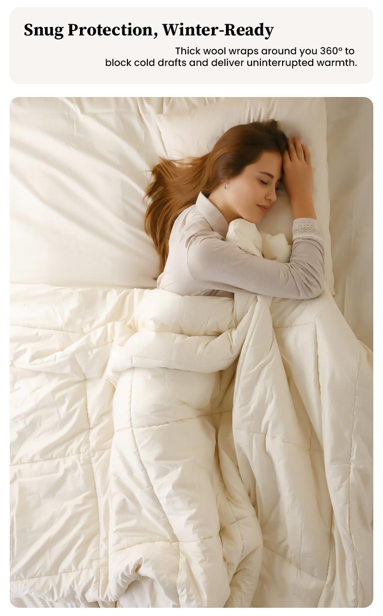 APSMILE Climaloft Hybrid Wool Comforter 100% Organic Cotton, Hypoallergenic Comforter Insert with Tabs, Temperature Regulating All-Season Bedding