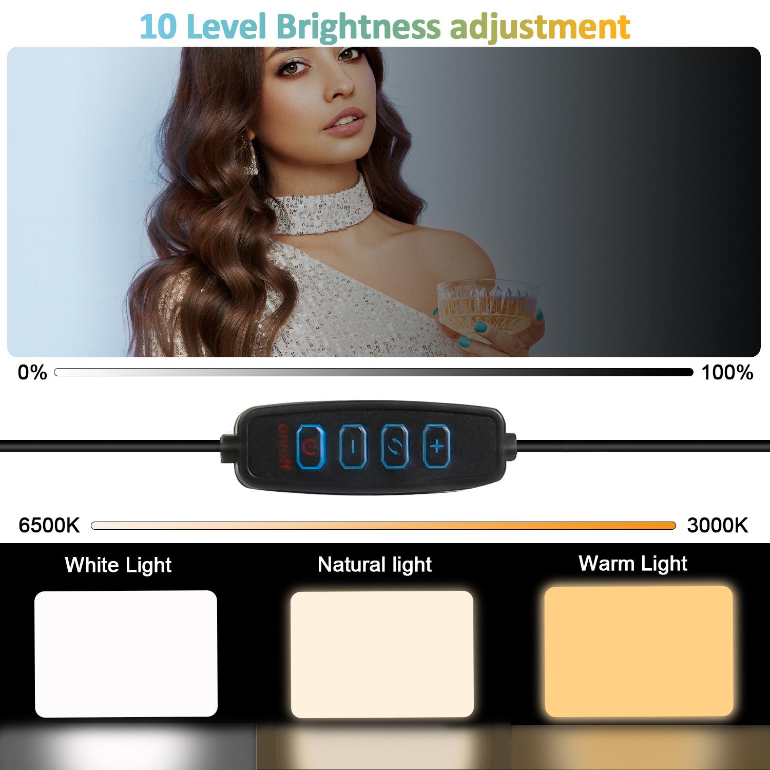 LED Video Light Kit With Adjustable 63" Tripod Stand - USB-Powered On-Camera Lighting For Content Creation/March Madness/Spring Break - Studio Glow Makeup Lighting - Ring Light Selfie Stick Fill Light SuperBowl / International Women's Day