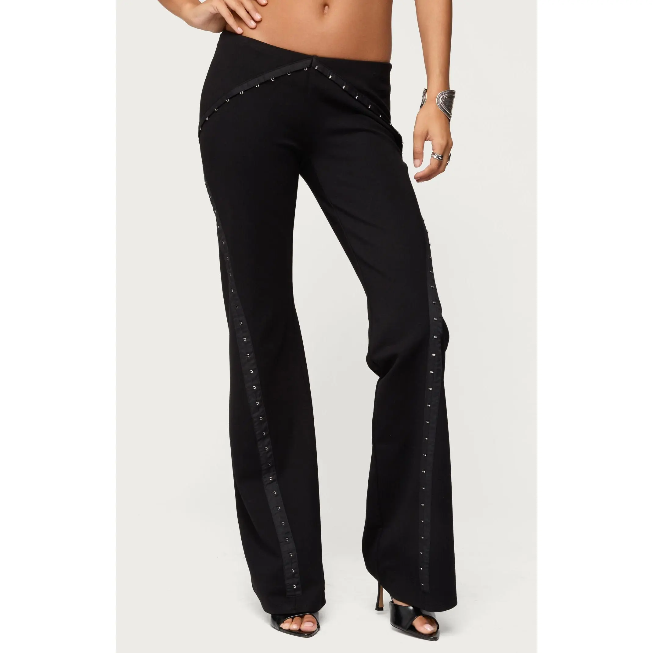 Edikted Women's Hook & Eye Bootcut Pants