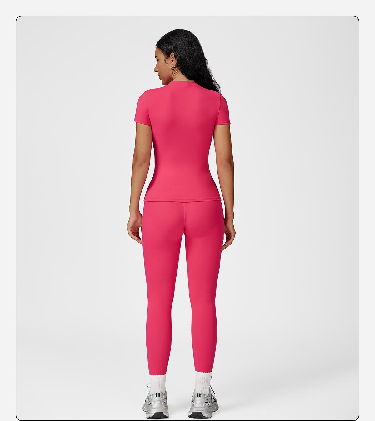 Women’s Solid Color Top & High Waist Leggings Sports Set by MFVIM - Casual, Comfortable, Breathable Two-Piece for Yoga, Gym, Workouts, Running, Ladies’ Gym Sportswear for All Seasons, Yoga Clothing Set,back to school,back to school haul