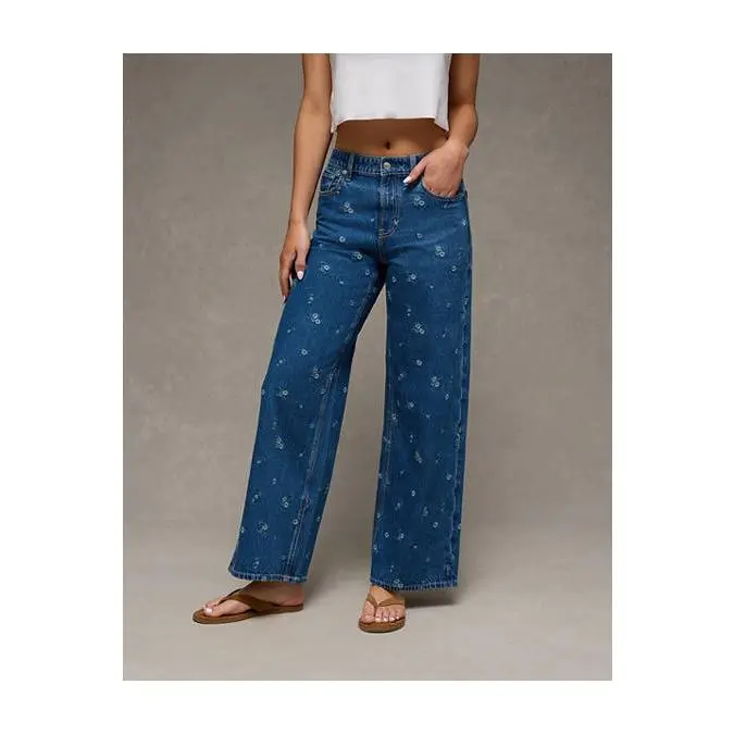 AE Super High-Waisted Embroidered Baggy Wide-Leg Jean