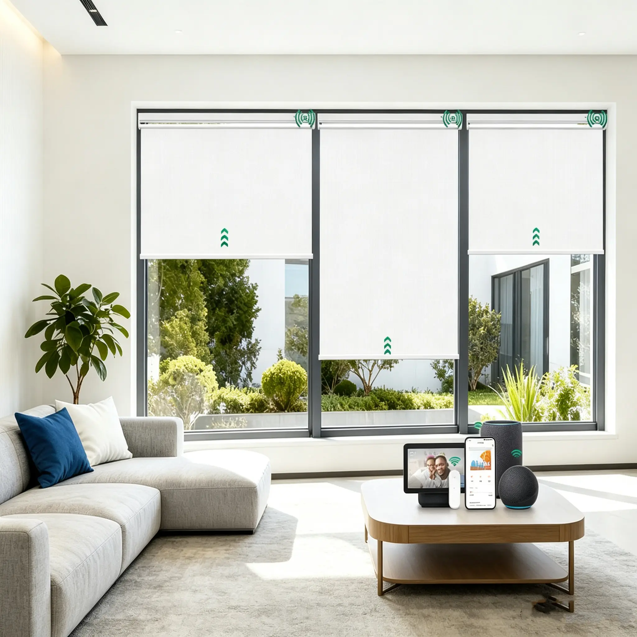 Allesin Motorized Blackout Blinds with Aluminum Casing, Remote Control, Smartphone App Control, Long-Lasting Motor, Modern Eco-Conscious Fabric, Easy-Install Indoor Use Window Shades for Home