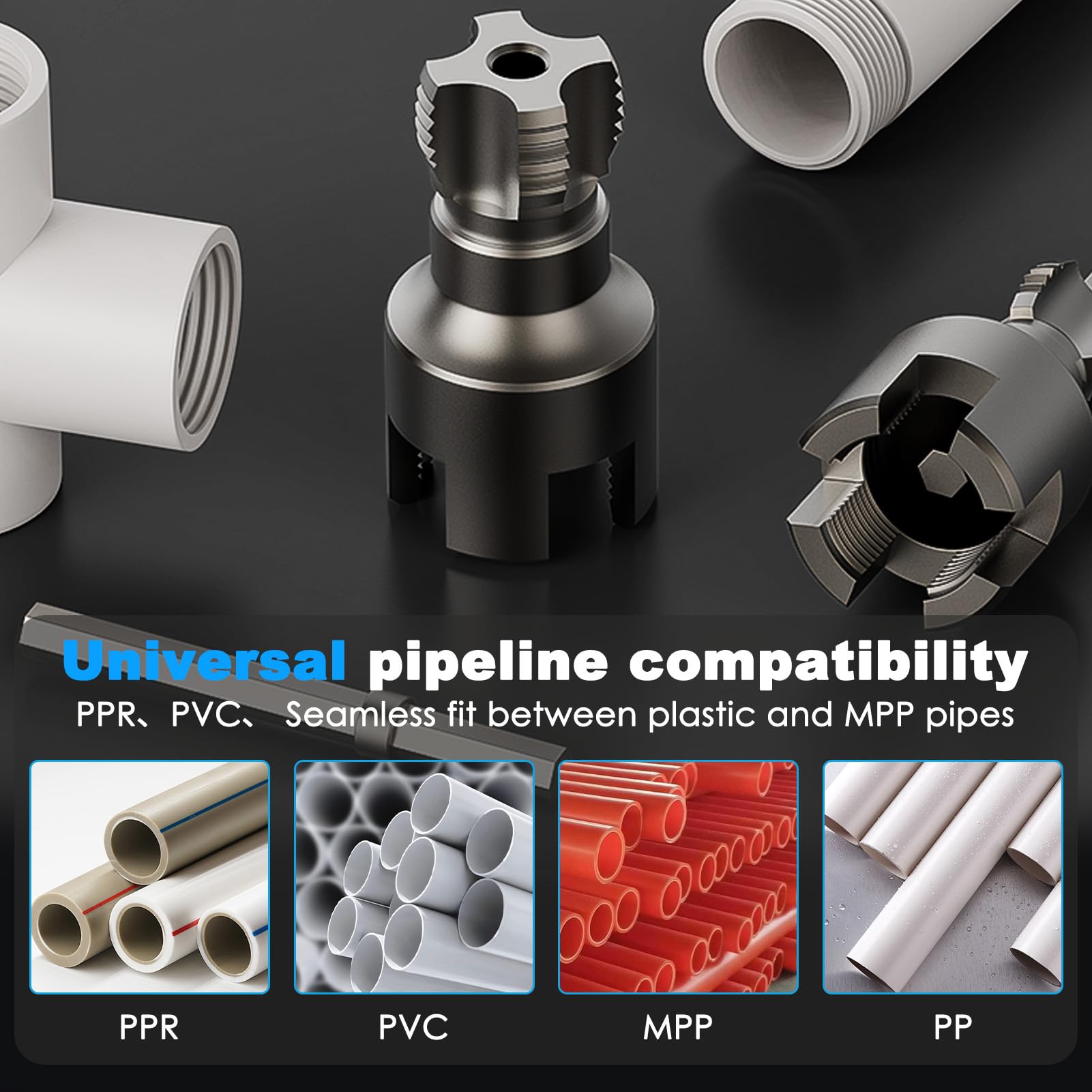 1/2'' 3/4'' PVC Pipe Thread Cutting Tool Integrated Internal & External ...