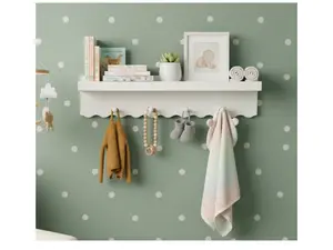 Scalloped Nursery Shelf with Hooks