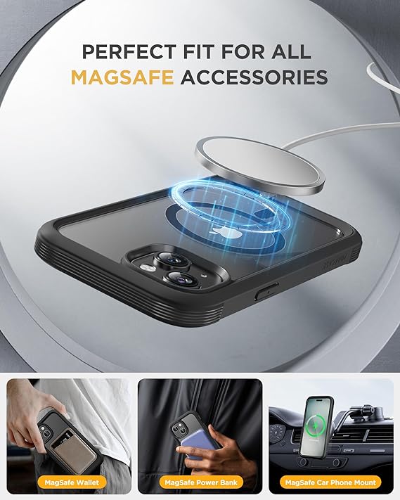 Miracase Glass Cellphone Case ,Full-Body Magnetic Case ,with Built-in 9H Tempered Glass Screen Protector, with Camera Lens Protection Accessories Shockproof Cover Protective Smartphone Casing