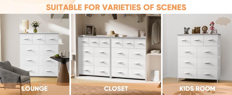 【Deal】Cupboards Cabinets Dresser - with 9 Drawers, Bedroom  Organizer, Steel Frame and Wood Top for Bedroom, Closet, Entryway