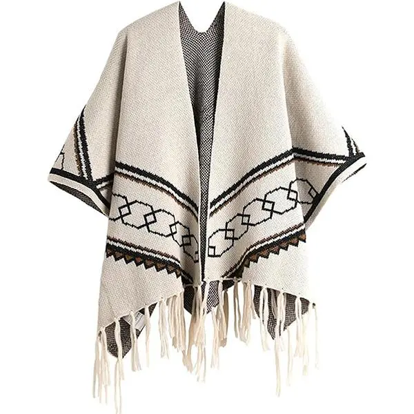 Autumn and winter travel shawl wrap front open poncho, cardigan cardigan sweater