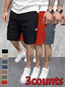 Men’s 3-Pack Outdoor Sports Cargo Shorts, Drawstring Waist, Multiple Pockets, Suitable for Summer Travel and Hiking