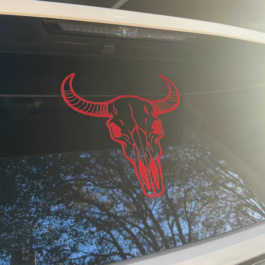 Longhorn Skull Car Decal - Western Vinyl Sticker for Trucks & SUVs, Truck Accessories, Car Decals, Bold Western Look, Waterproof, Weather Resistant, High-Quality Material, Custom Sizes Available, Western Car Accessories