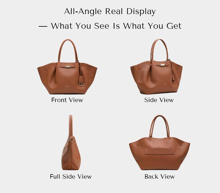 NEWBELLA Marella Top Handle Tote Bags - Elegant PU Leather Tote with Detachable Charm & Magnetic Closure System for Everyday Use 23.6" x 12.6" x 5.5" x 11" SpringStatements
