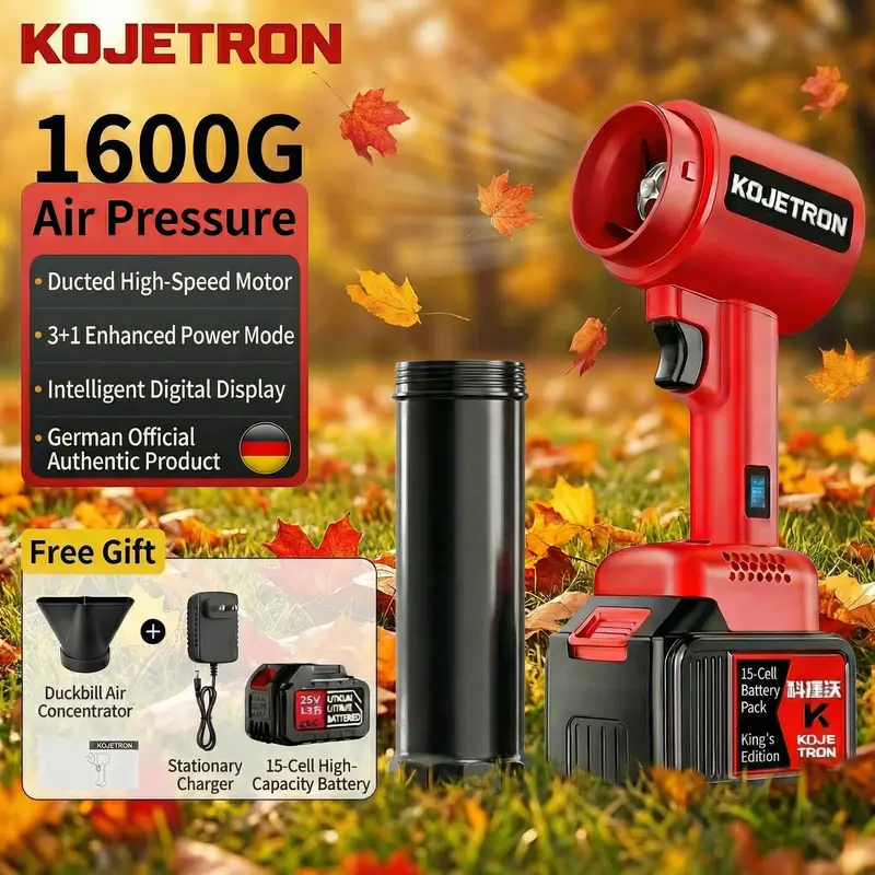 KOJETRON Cordless Leaf Blower Violent TurboFan,Brushless Pure Copper Motor With Battery,Cordless Turbo Super Power Air Duster, Handheld Powerful Dryer for Car,Car Drying after Wash, Snow Removal cordless electric blower handheld leaf blower electric leaf