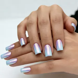 Laser Electroplated Gradient Glossy for Daily&Party 24PCS Press-on Nails Long Square Reusable Salon Quality |  PrimeUnion Nail