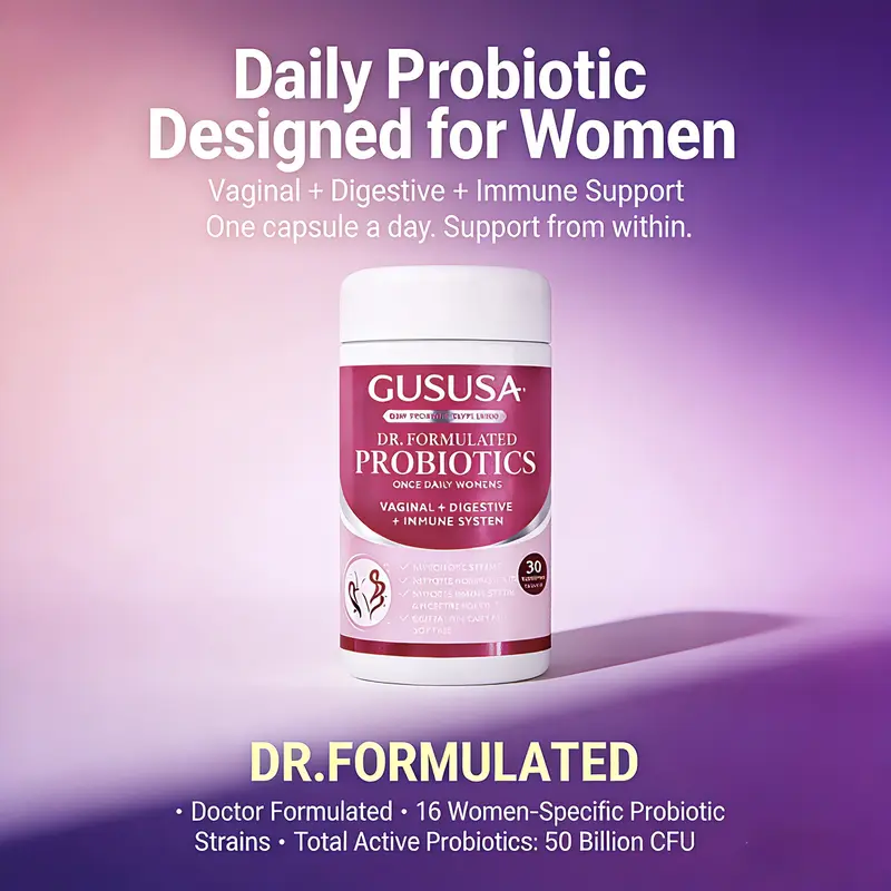 GUSUSA Women's Probiotic Super Bundle – 50 Billion CFU, 16 Advanced Strains Natural Long-Lasting Feminine Moisture, pH Balance, Odor Elimination, Gut & Immune Support. Rebuild from Within with Sugar-Free, Vegan, Organic Prebiotics.