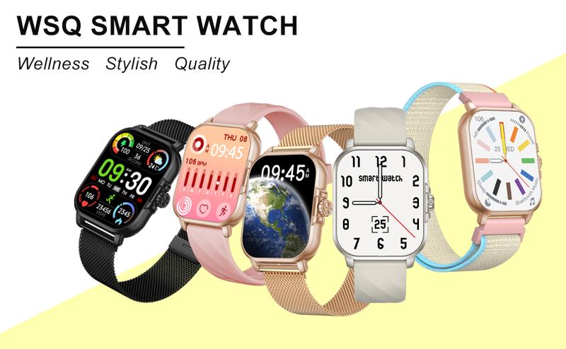 WSQ Smart Watches for Women & Men IP68 2.04 HD Touch Screen Fitness Tracker with ChatGPT AI Voice 3 Bands Step Counter Heart Rate Sleep Monitor Bluetooth GPS Wi-Fi Compatible Android iOS Multifunction Wearable Black