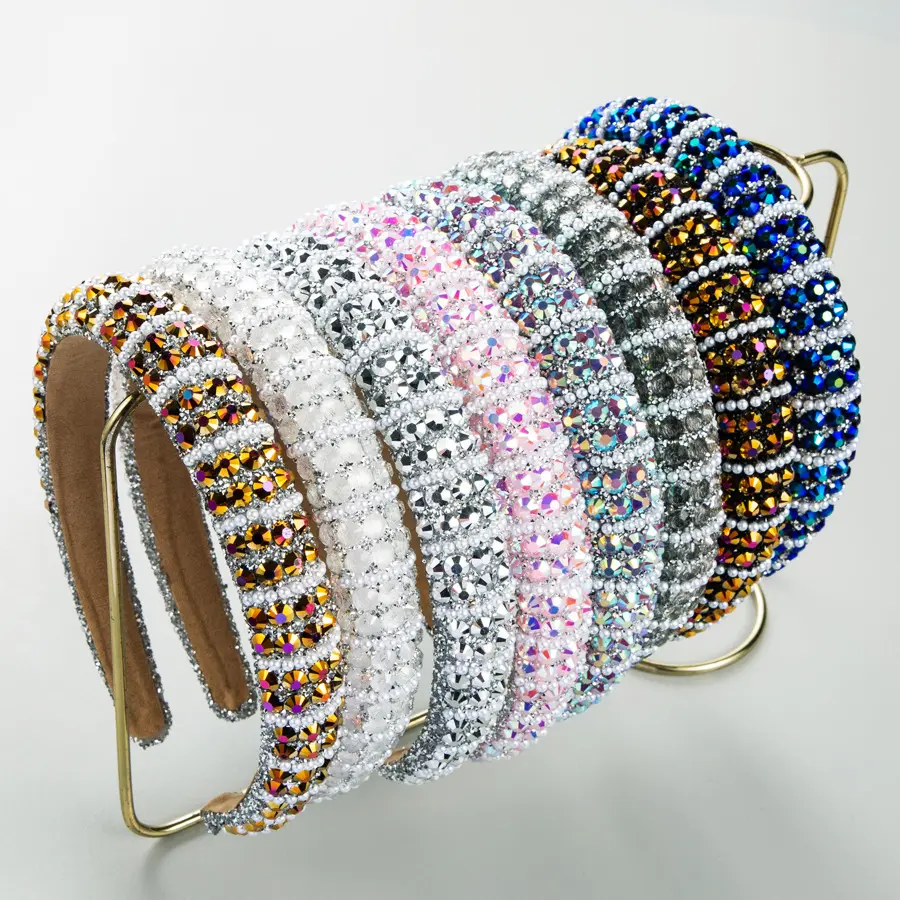 Women's Thick Padded Rhinestone Headbands - Chic, Fashion, Glamorous Bling Sparkle Crystal Hair Accessories with Non-Slip Design for Engagement Occasions