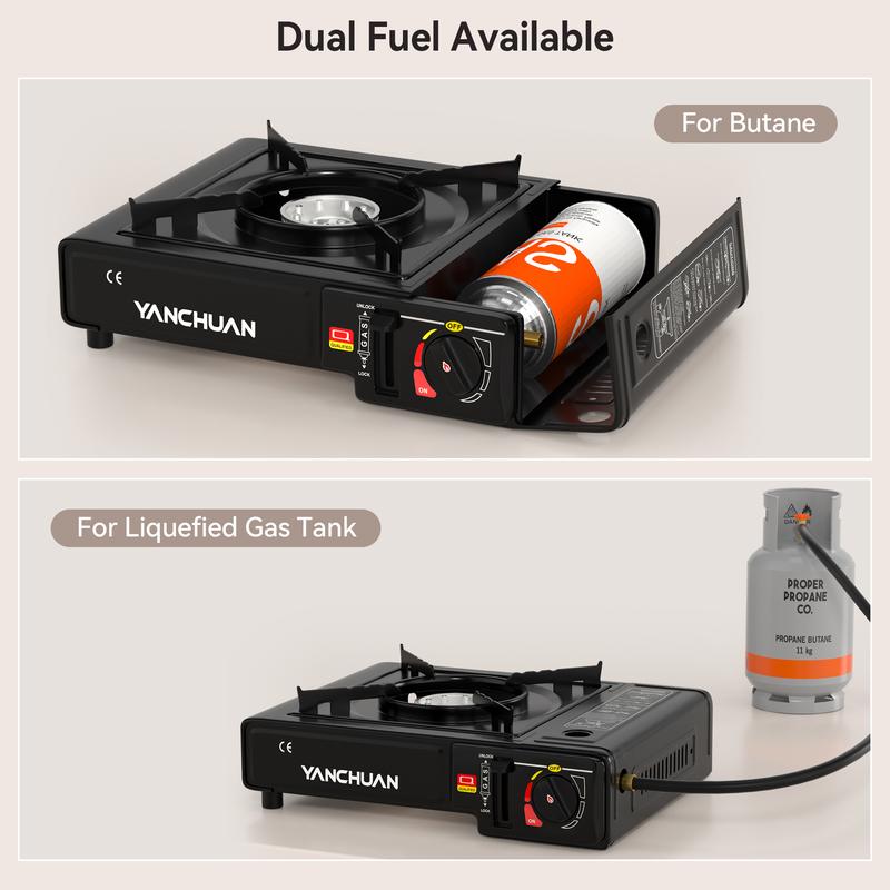 2900W Portable Outdoor Camping Stove,Butane/Liquefied Gas Tank Dual Fuel Tabletop Stove Burner Gas Stove,Outdoor Pinic Cooker,Cooking Gear
