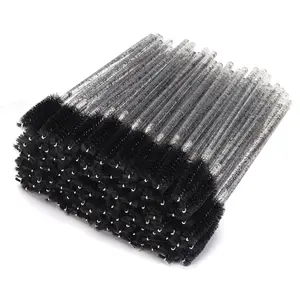 100 Disposable Crystal Mascara Wands – Black Eyelash Extension Spoolie Brushes & Eyebrow Grooming Tools