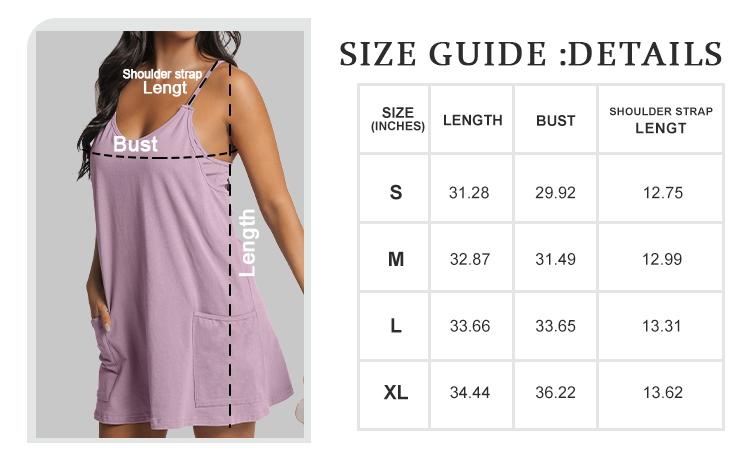 AUTOMET Women's Athletic Sleeveless Mini Dress with Built-in Shorts V Neck Spaghetti Strap Short Tennis Dress with Pockets for Light Sports Events AUTOMET Women's Athletic Sleeveless Mini Dress with Built-in Shorts V Neck Spaghetti Strap Short Tennis Dress with Pockets for Light Sports Events
