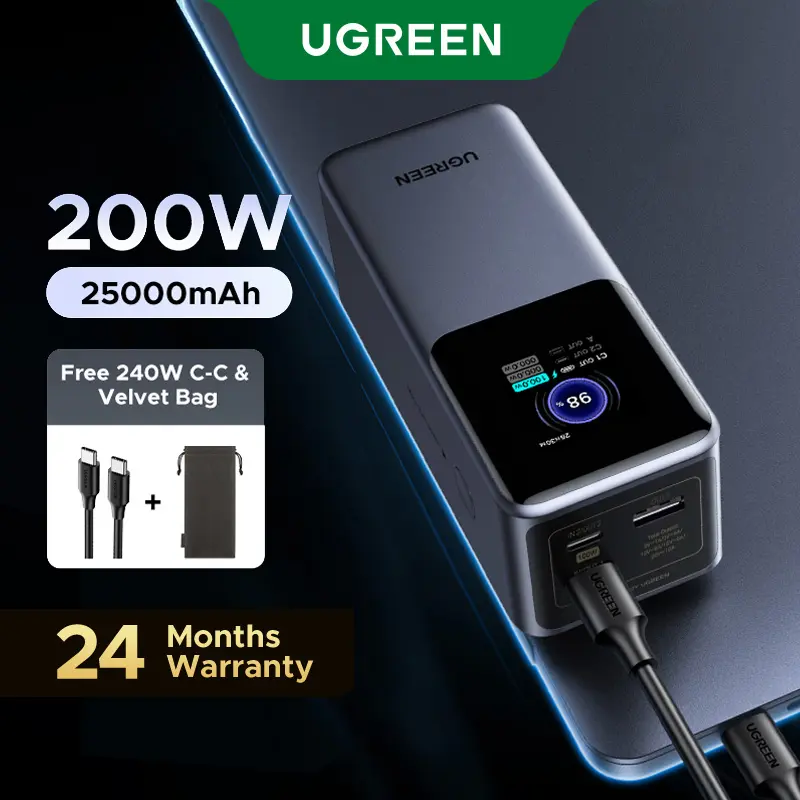 UGREEN Portable Charger - Mobile Chargeable Power Banks (20000mAh 130W,25000mAh 200W,12000mAh 100W PD Fast Charging) with LED Display, 65W Charger for iPhone 17/16 Macbook Air/Pro Lenovo Laptop, Back to School Haul Tools and Gadgets Summer Sale, Tech Deal