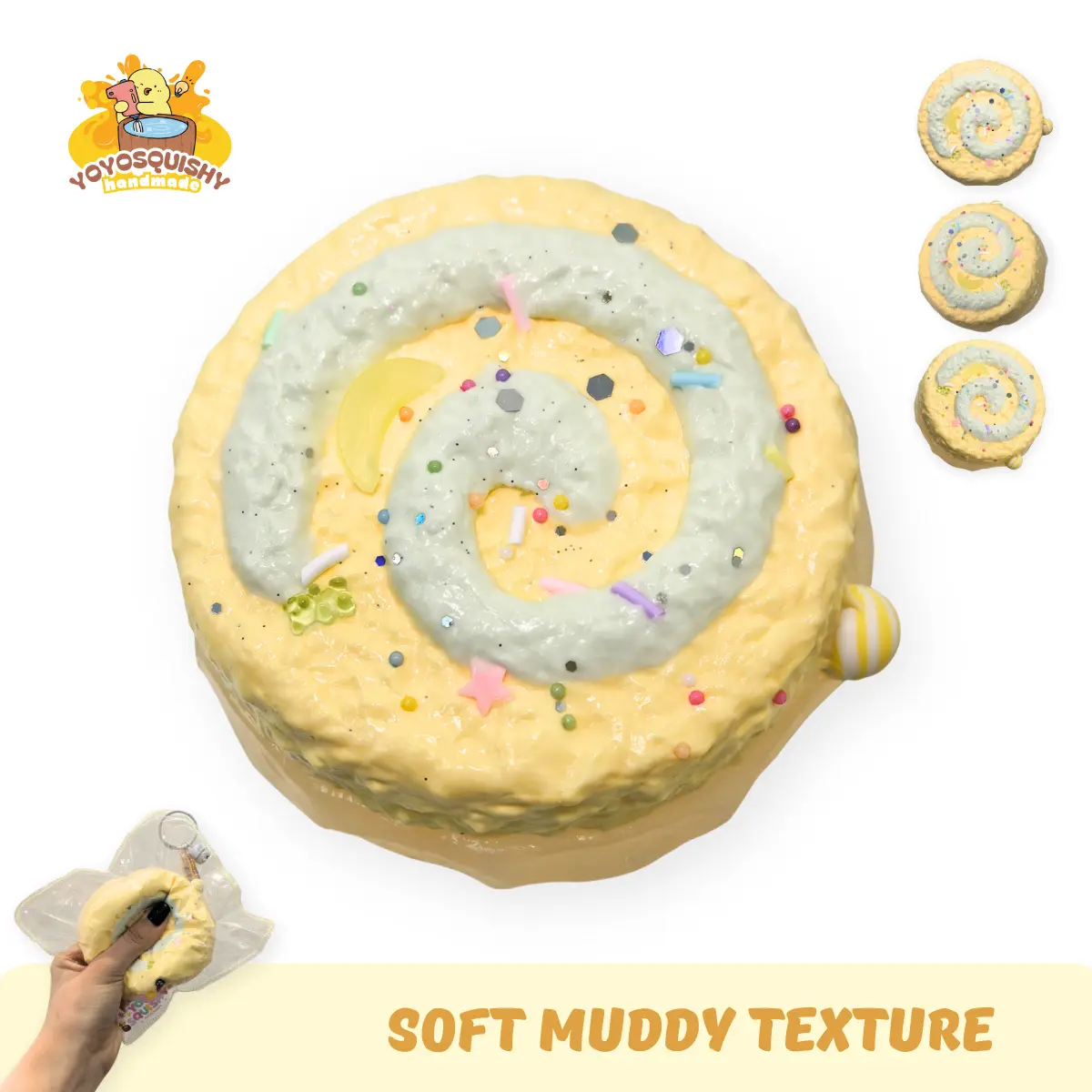 YOYOSQUISHY Kawaii Squishy Cute Bread Roll Moldable Fidget Toy, Soft Muddy Texture Stress Relief Fidgets, Soft Stress Balls for Sensory Anxiety Relief, Cute Bread Roll Look