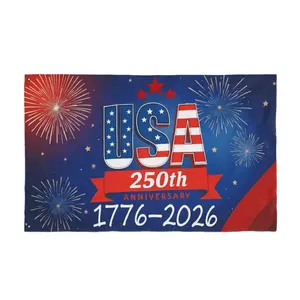 USA 250th Anniversary Flag 1776-2026, Patriotic Independence Day Fireworks Banner, America 250 Years Celebration Outdoor Garden House Flag, 4th of July Patriotic Yard Decor