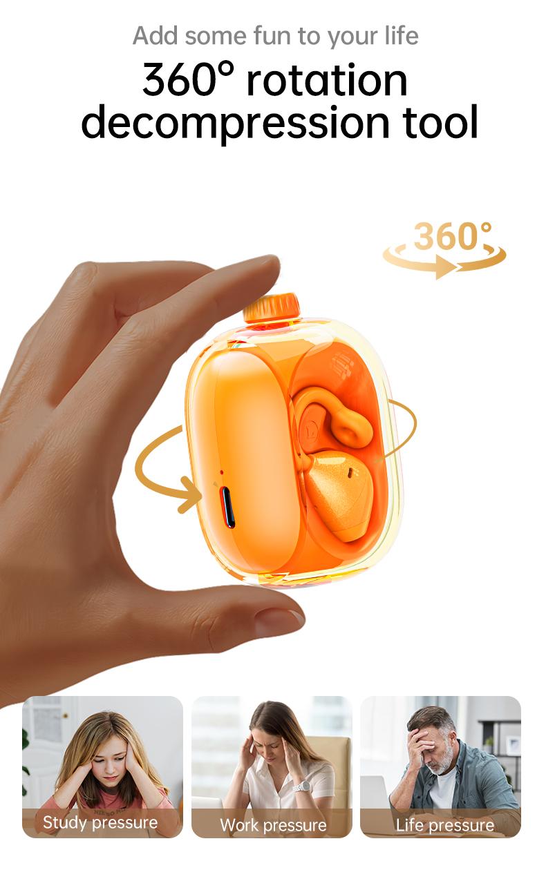 In-ear Ear Clips Wireless Earbuds, 360° Rotation decompression tool, Bluetooth 6.0 High-definition call Earphones, 30h Super Long Battery Life Headphones,suitable for work,sport, with silicone soft lanyard