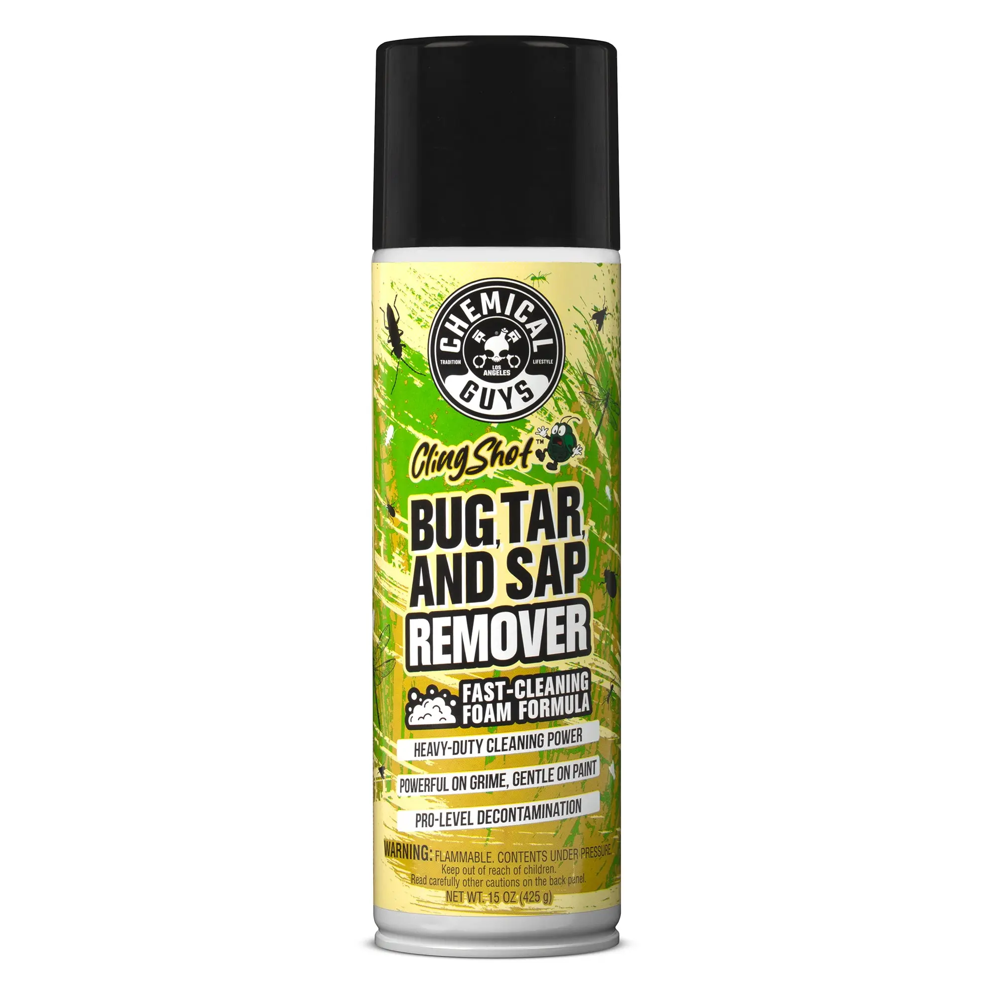 Chemical Guys ClingShot Bug, Tar & Tree Sap Remover - 444ml Heavy-Duty Degreaser Foam Spray, Car Detailing Supplies for Car & Motorbike Paint Care, Tree Sap Remover For Car