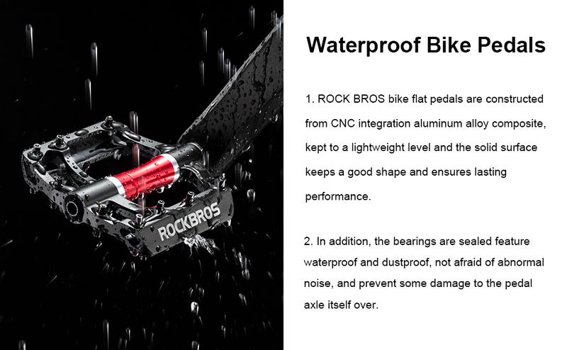 ROCKBROS MTB Pedals Platform Bike Pedal Aluminum 9/16" Bike Pedal Non-Slip Lightweight Flat Pedals for BMX Road Mountain Bikes