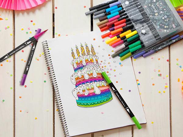 Ohuhu Maui 60 Colors Dual Tips Water Based Art Markers ,Brush & Fineliner